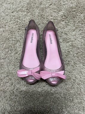 Mini Melissa Glitter Pink Bow Jellies Shoes size 1
